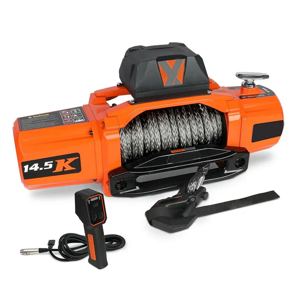 12V Electric Recovery Winch 14,500 LBS with Synthetic Rope for SUV, Jeep, Truck & 4WD - Image 2