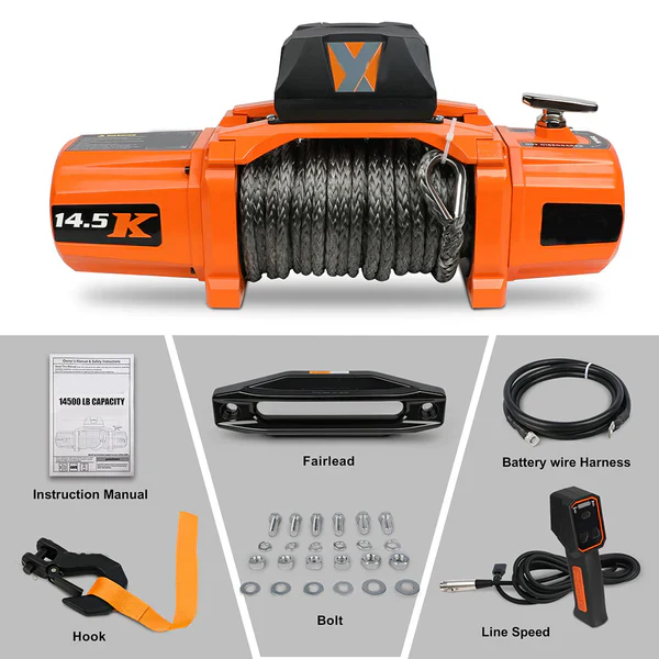 12V Electric Recovery Winch 14,500 LBS with Synthetic Rope for SUV, Jeep, Truck & 4WD - Image 7