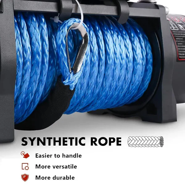 12V Electric Winch 13,000 LBS with Synthetic Rope for SUV, Jeep, Truck & 4WD - Image 5